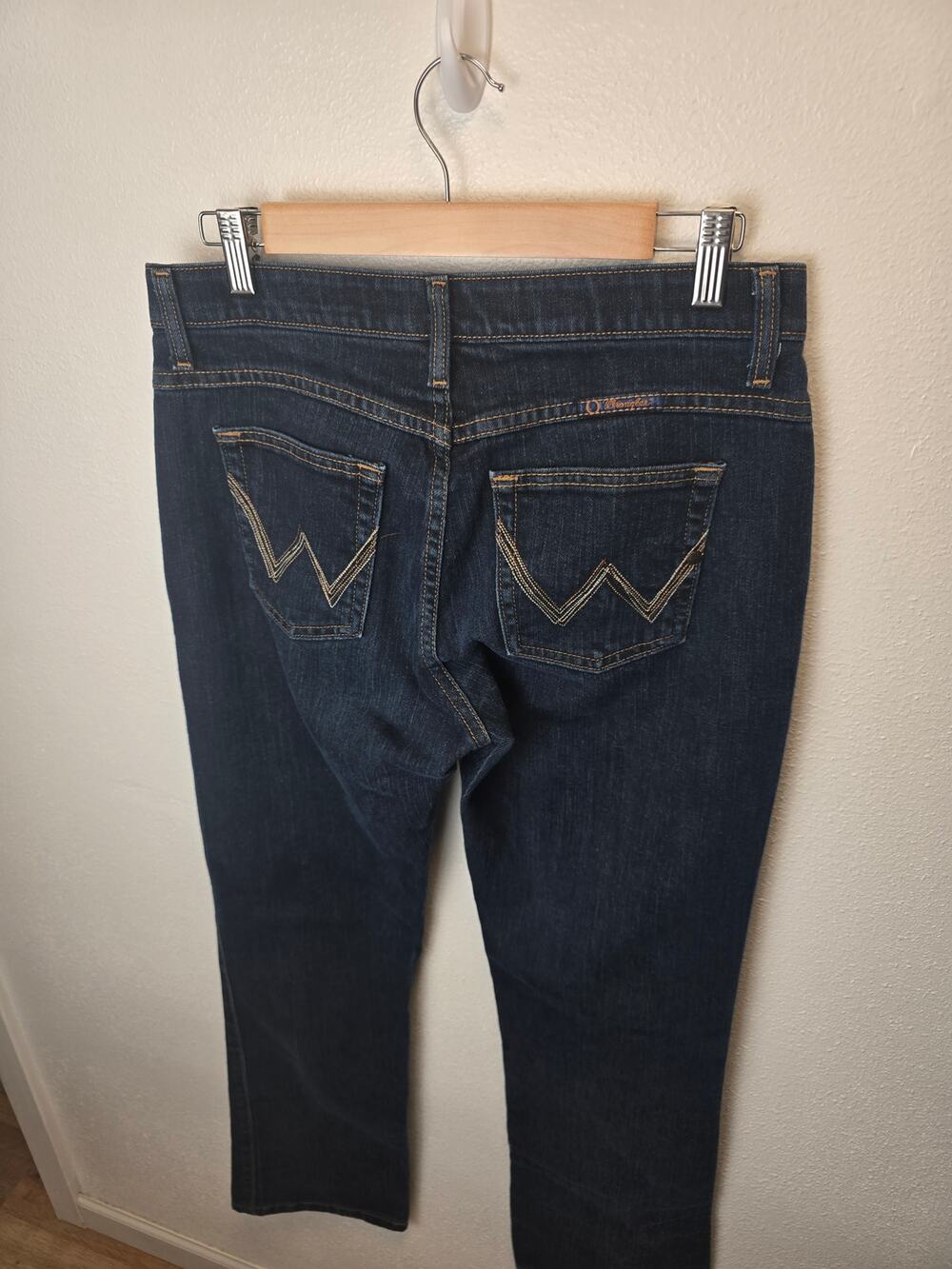 Wrangler Q-Baby Womens 7/8 32 Dark Wash Bootcut Riding Jeans No Gap Western